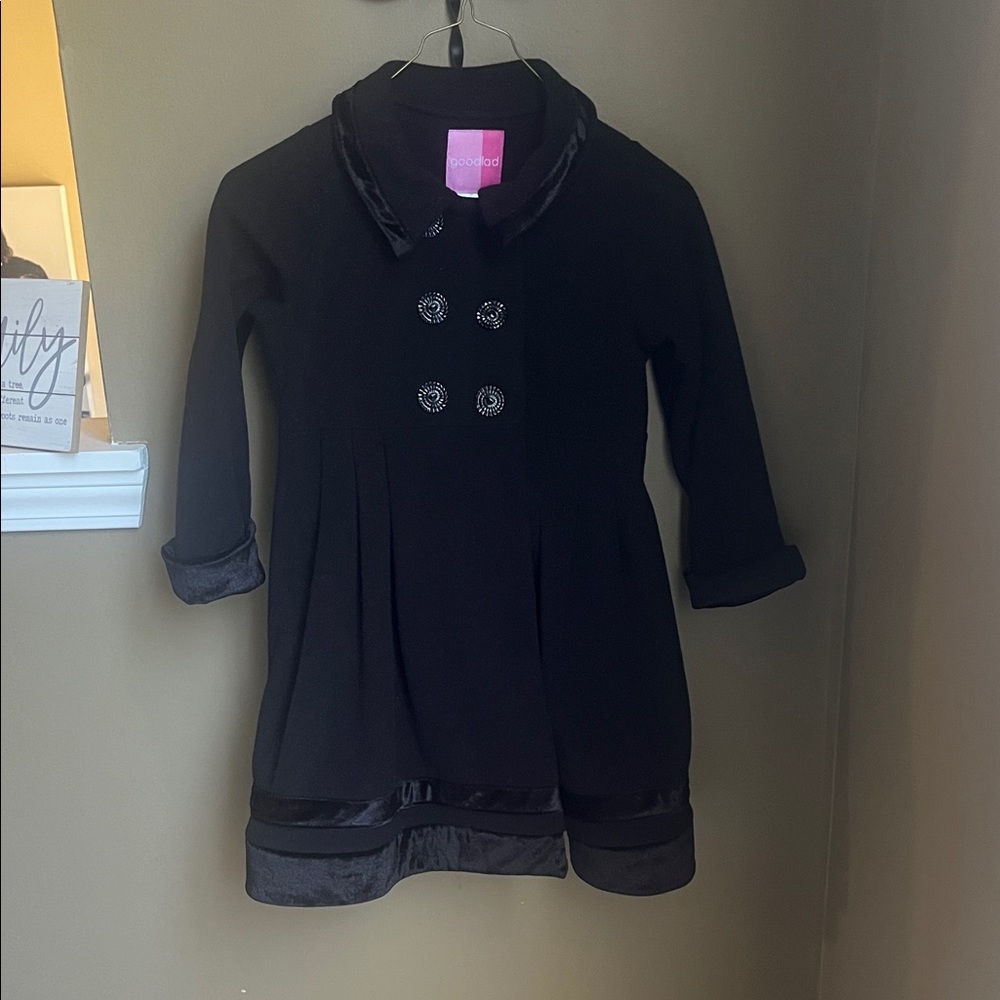 Good Lad Black Pea Coat with Velvet Trim